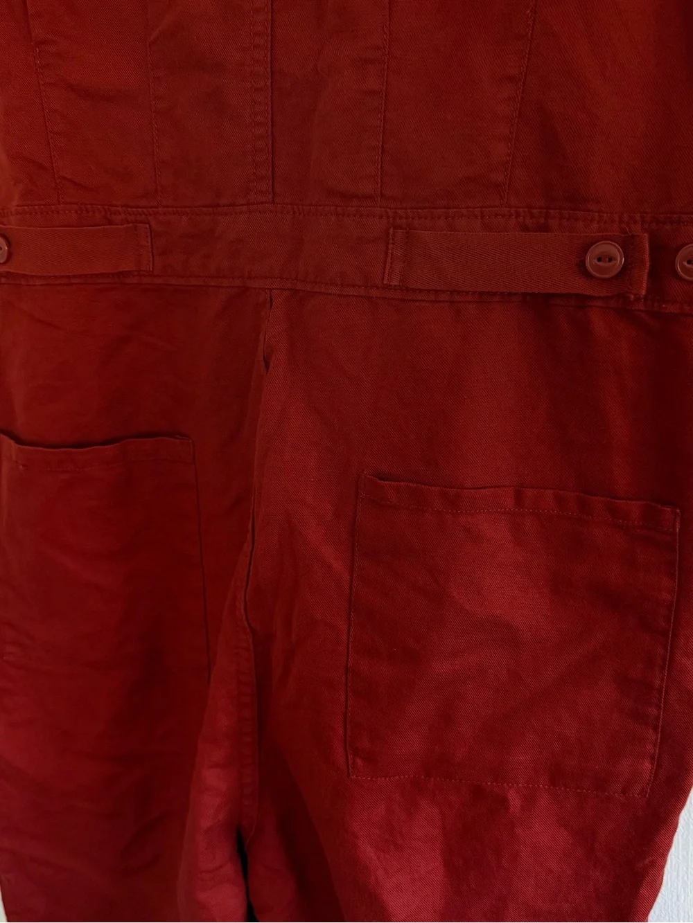 Quince Cotton Linen Twill Short Sleeve Coverall Jumpsuit Rust Red Size Medium